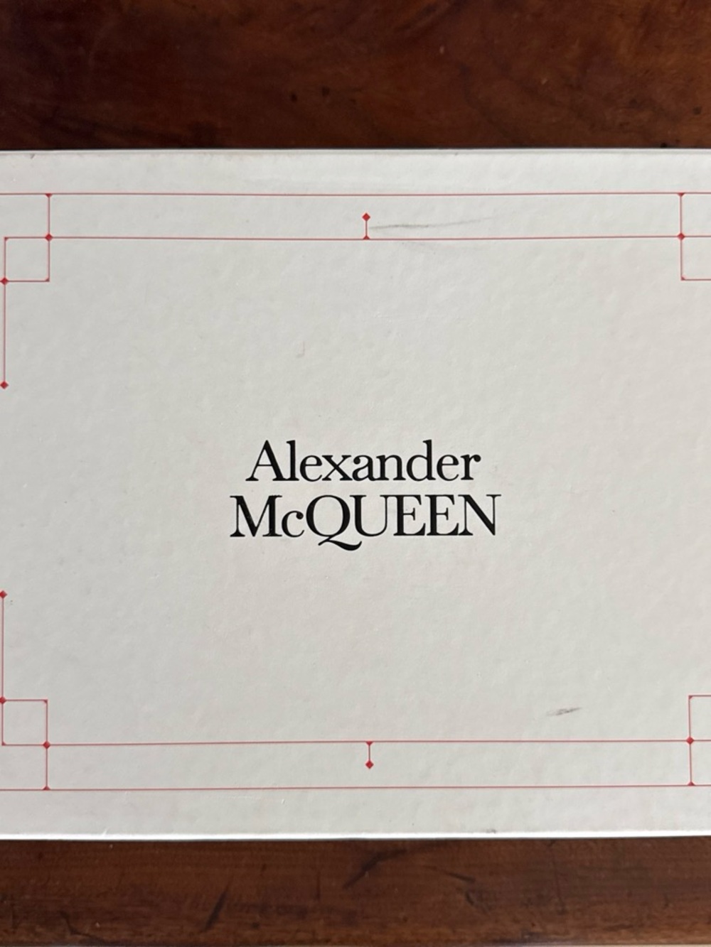 Alexander McQueen White Shoe Box with black  Logo and Pale  Trim